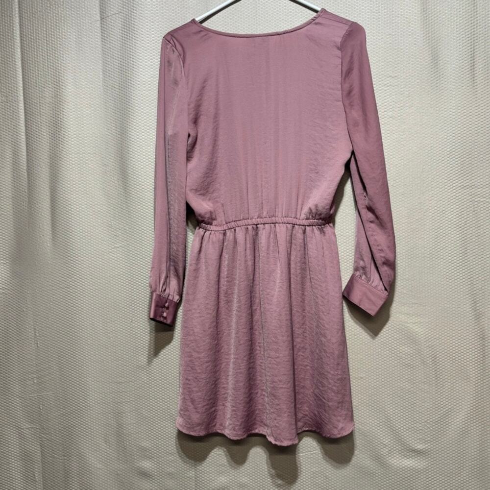 American Eagle Mauve Long Sleeve Dress Elastic Waist V-Neck Size Small - Picture 11 of 11